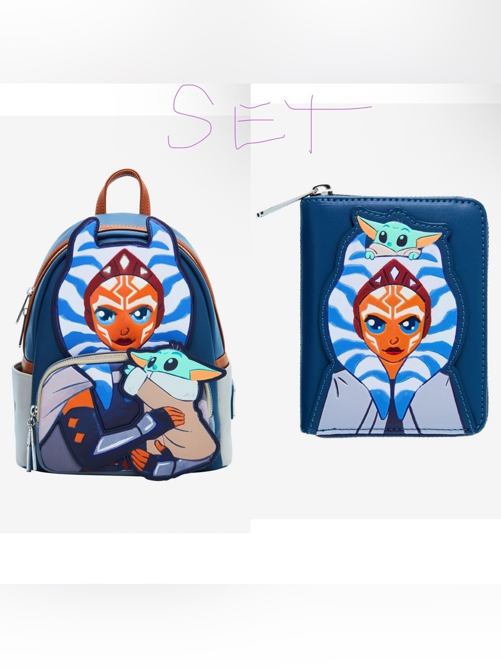 🧡PRICE FIRM🧡NWOT Loungefly Star Wars Mandalorian AhsokaGrogu Backpack+wallet SET